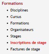 Accès à la page inscriptions de stage