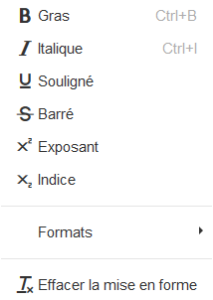 Choix du menu Format