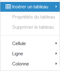 Choix du menu Tableau