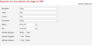 Formulaire d'export en PDF