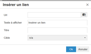 Formulaire d'insertion d'un lien