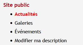 Menu "Actualité"